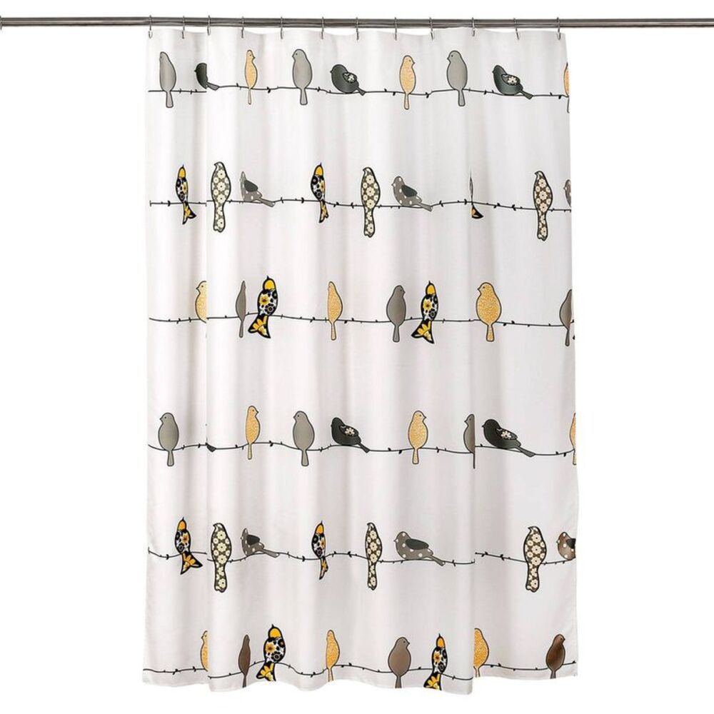 Lush Decor - Rowley Bird Shower Curtain Yellow/Gray - Lush Déco Yellow/Gray